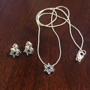Blue Flower Silver Jewelry Set